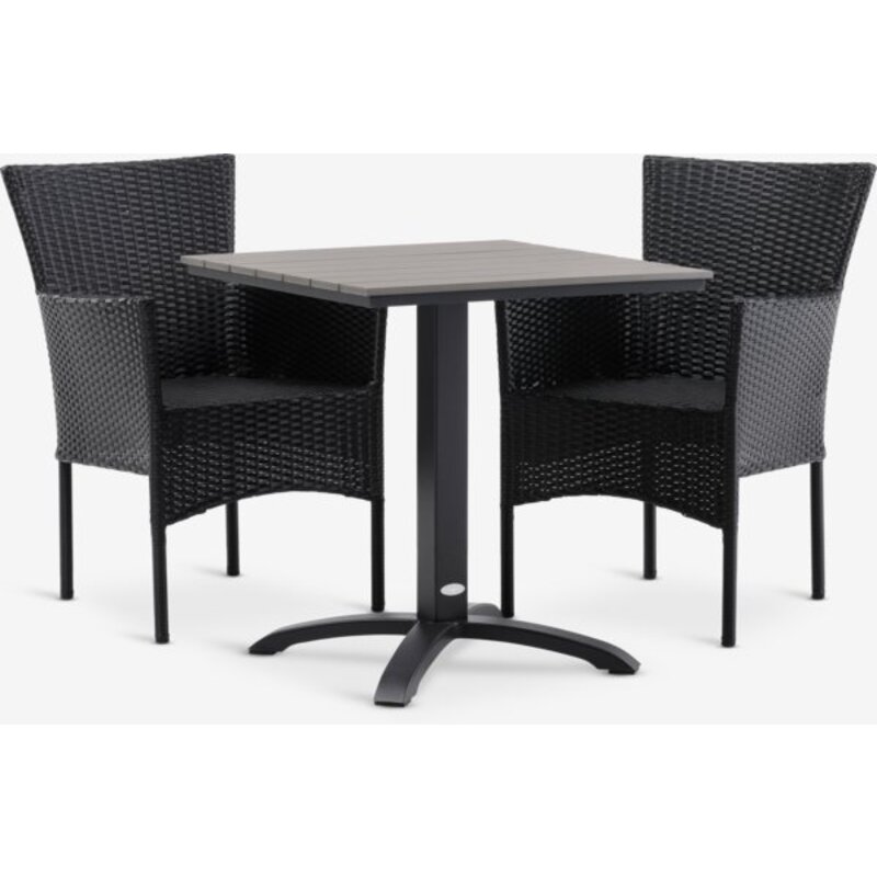 Baštenski set HOBRO D70 sto siva + 2 AIDT stolice crna