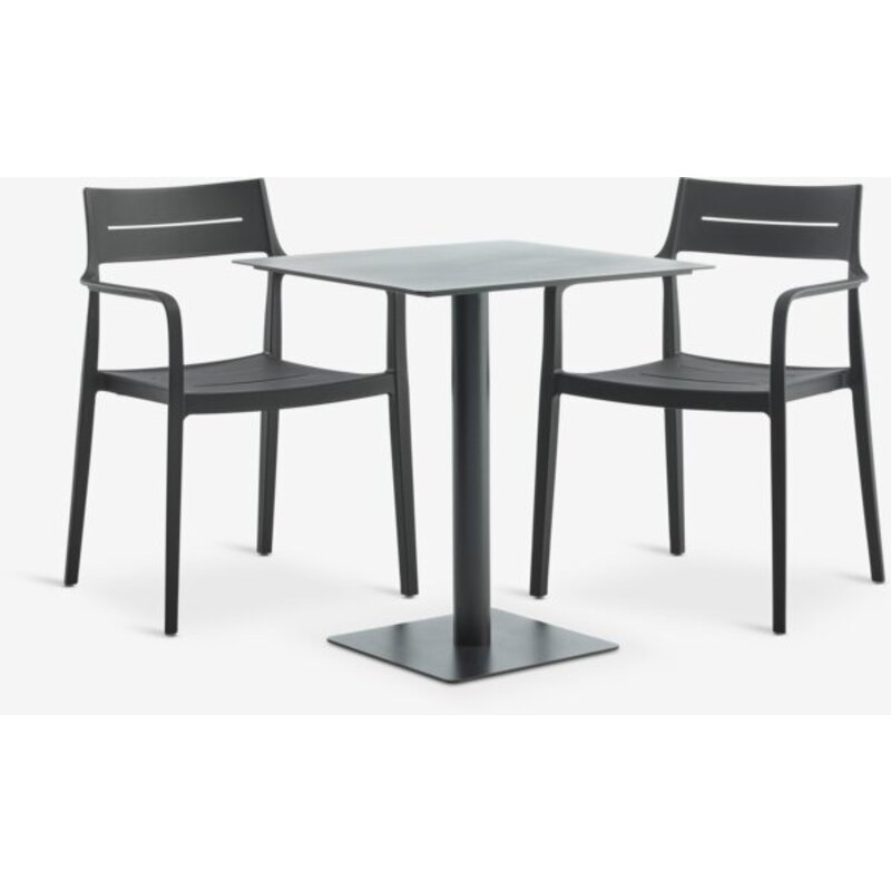 Baštenski set KAPPRUET sto 65x65 + 2 INGSTRUP stolice, crna