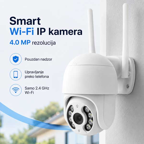 Wi-Fi sigurnosna kamera 4 MP sa PTZ rotacijom IR 20 m