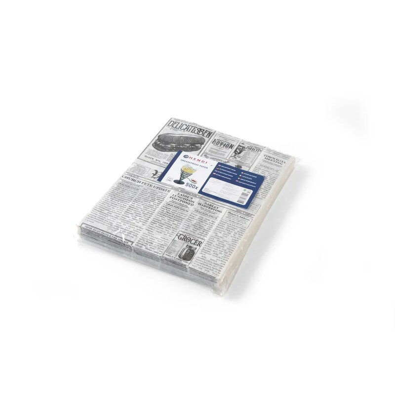 Hendi dekorativni masni papir za serviranje hrane „Newspaper print“ 200x250mm - 500 komada
