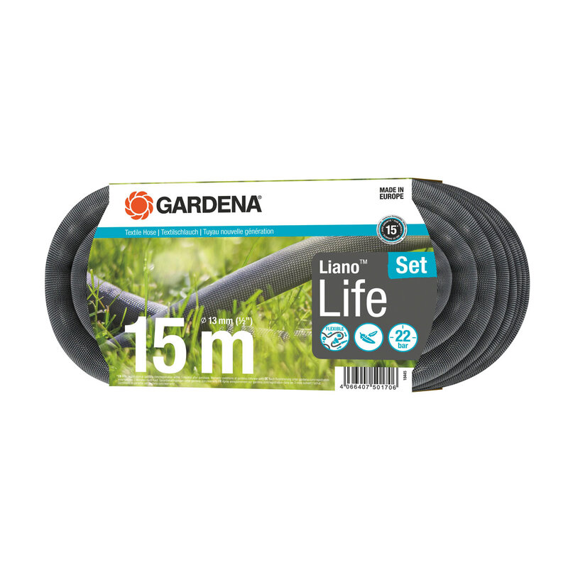 Gardena tekstilno baštensko crevo Liano Life 15 m set GA 18445-20