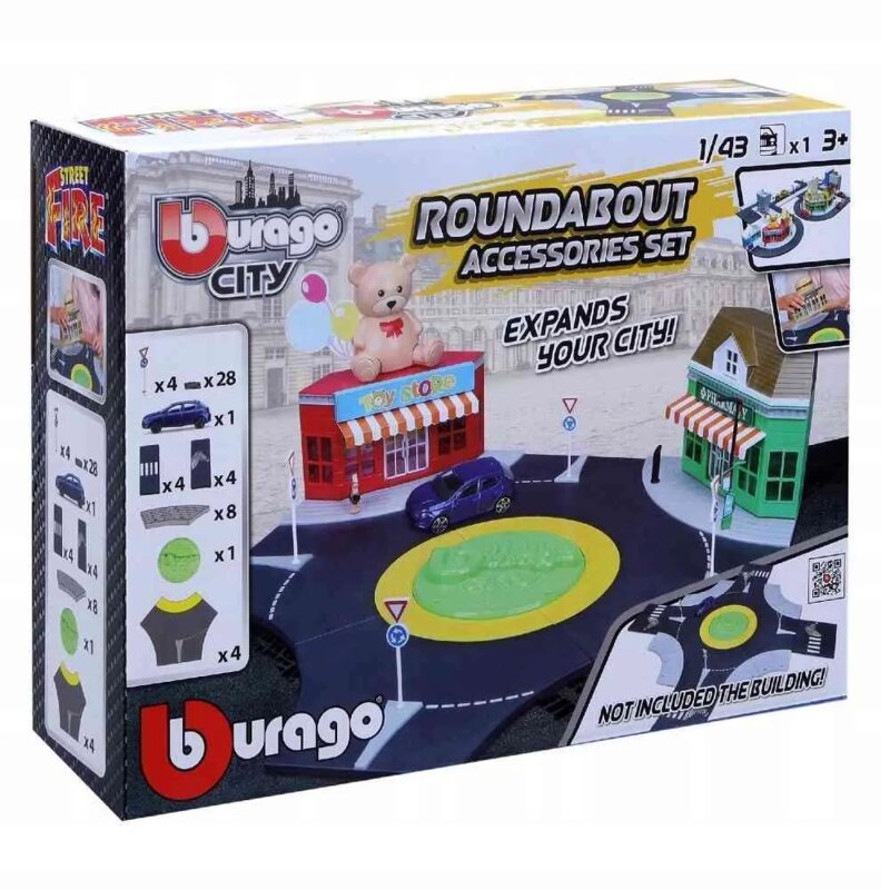 Burago City Set za igru – kružni tok sa automobilom 1:43