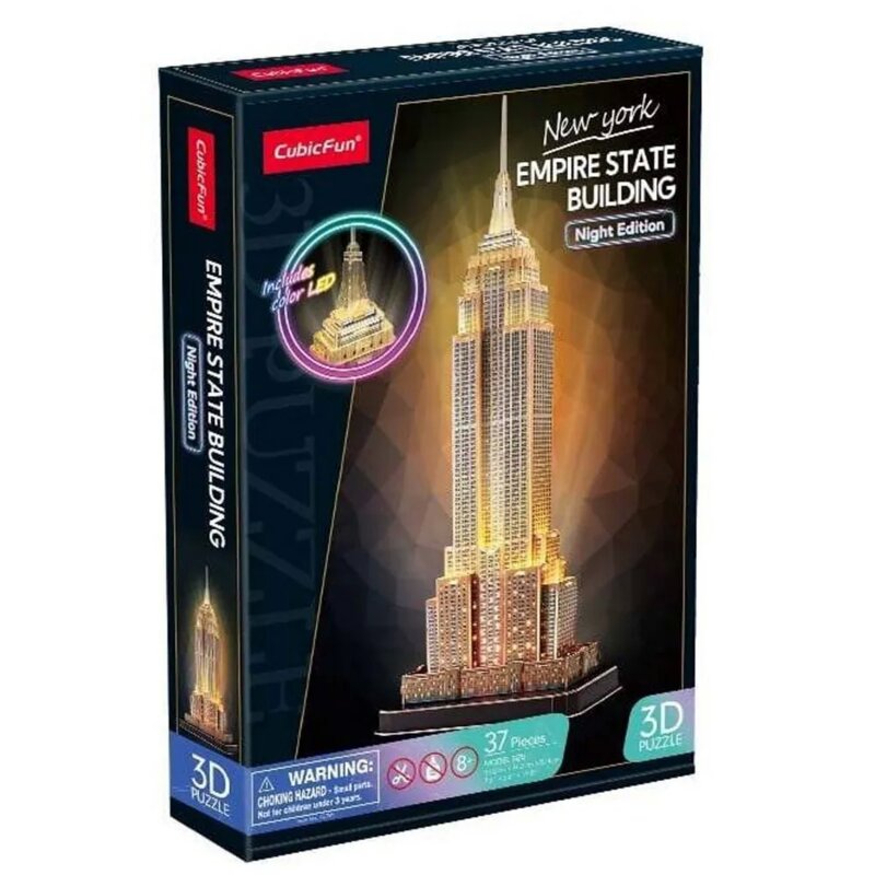 3D Puzzle Empajer Stejt Bilding CubicFun L539H sa LED osvetljenjem