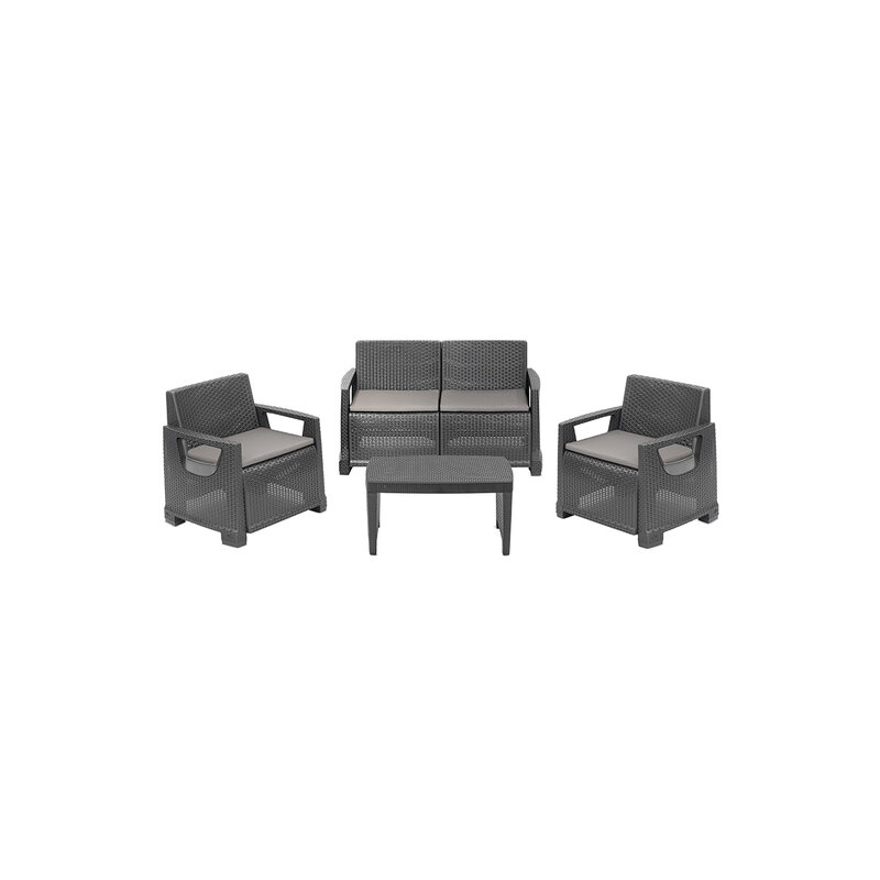 Baštenska garnitura od ratana Mandelo – sofa, fotelja i stočić, Green Bay