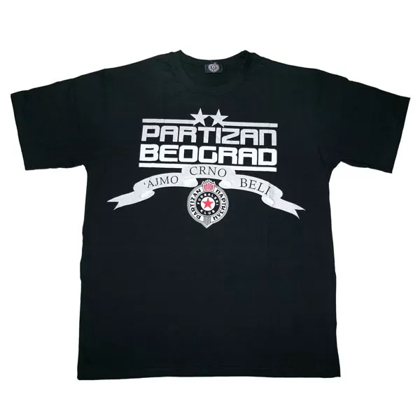 Dečija majica FK Partizan - AJMO CRNO BELI - veličina 10