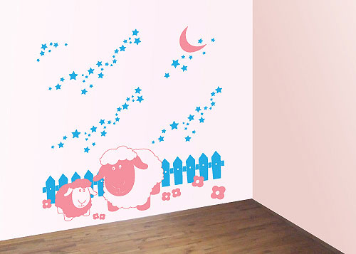 Zidni tatoo Sweet Lullaby D02 120x85cm FF99FF 47A7DE - Image 1