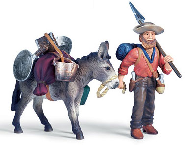 Schleich Tragač za zlatom sa natovarenim magarcem 70310