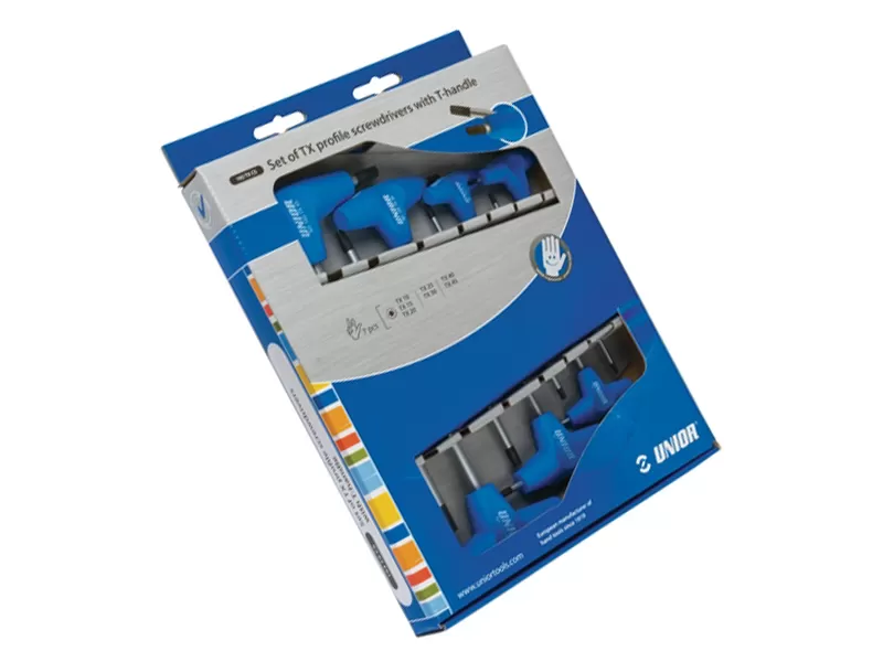 UNIOR Garnitura odvijača Torx TX10-TX45, 7 delova, T drška, art. 193TX-CS 607888