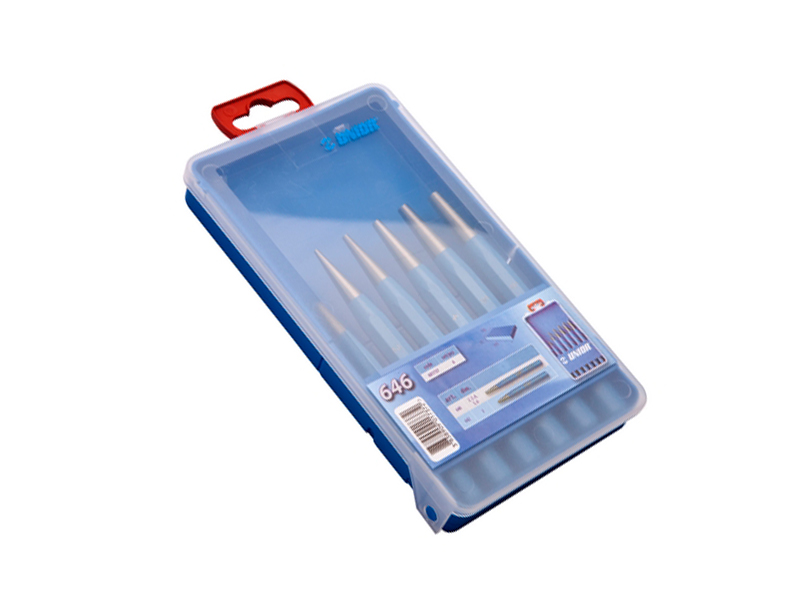 UNIOR Garnitura probijača za gvožđe, 2-6 mm + obeleživač, 6 delova, art. 646