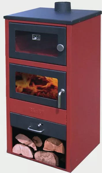 Peć na čvrsto gorivo BLIST BR sa rernom 323302 Crvena