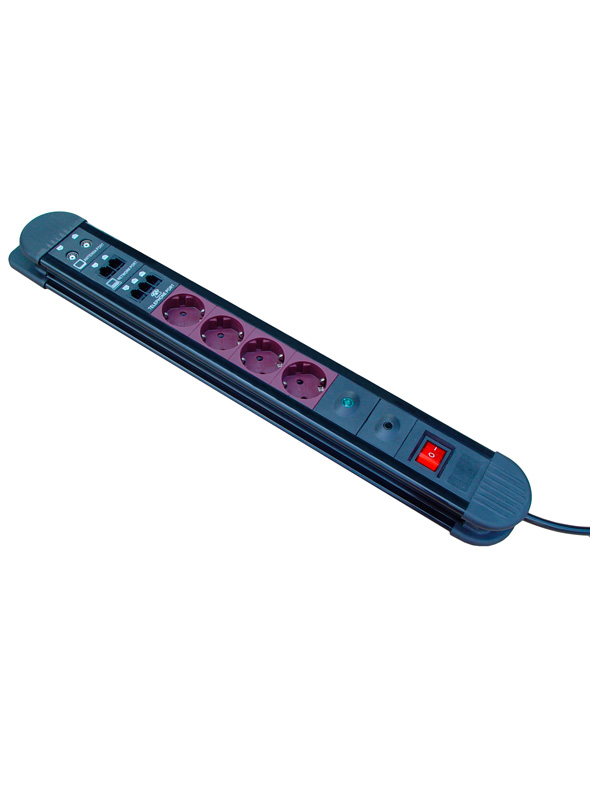 Četvorostruka utičnica s prednap. zaštitom za tel., mrežu, ISDN, TV 