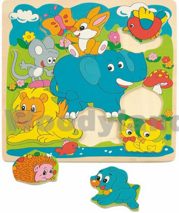 WoodyLand Drvena Slagalica Plavi Slon 90317