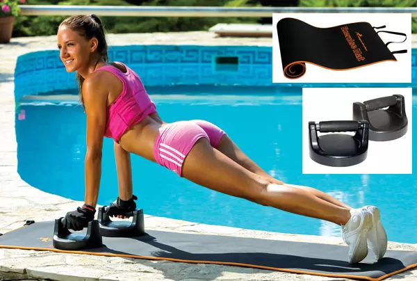 Komplet za vežbanje PushUp rotirajuće ručke i strunjača