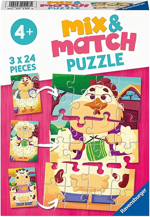 Ravensburger Slagalice 3x24 dela Mix and Match Domaće životinje 05198