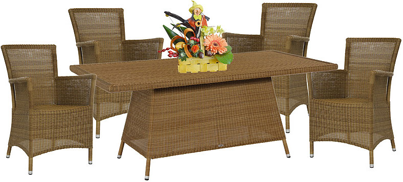 Garnitura Od PP Ratana Lucrezia Cedar Brown 4 Fotelje + Sto