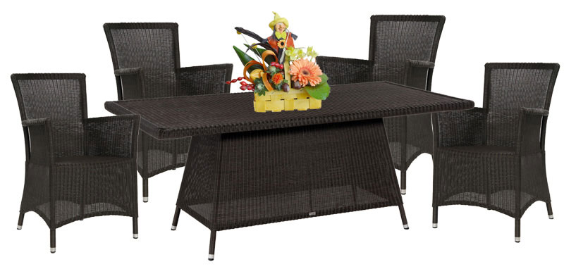 Garnitura Od PP Ratana Lucrezia Java Brown 4 Fotelje + Sto