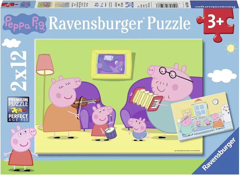 Ravensburger Puzzle slagalice 2x12 delova Pepa Prase kod kuće 07596