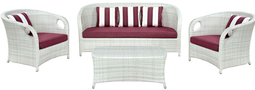 Garnitura Sardinia White Wash - 2 Fotelje + Dvosed + Sto + Jastuci