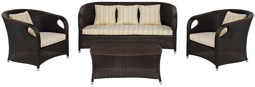 Garnitura Sardinia Dark Brown - 2 Fotelje + Dvosed + Sto + Jastuci