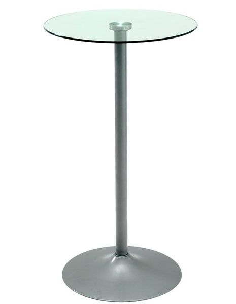 Barski sto PAVEL srebrna/staklo