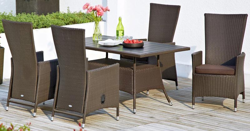 Dvorišna Garnitura od Petana Bilbao 4 Podesive Fotelje + Sto