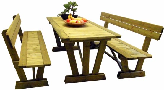 Baštenski Nameštaj Dejenuer 2 Klupe i Sto od drveta