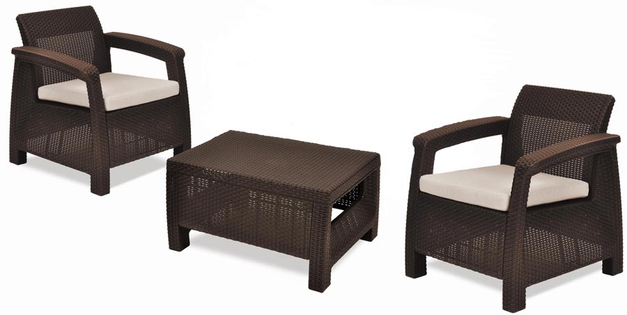 Garnitura Za Terasu Lubeck Brown 2 Fotelje i Sto