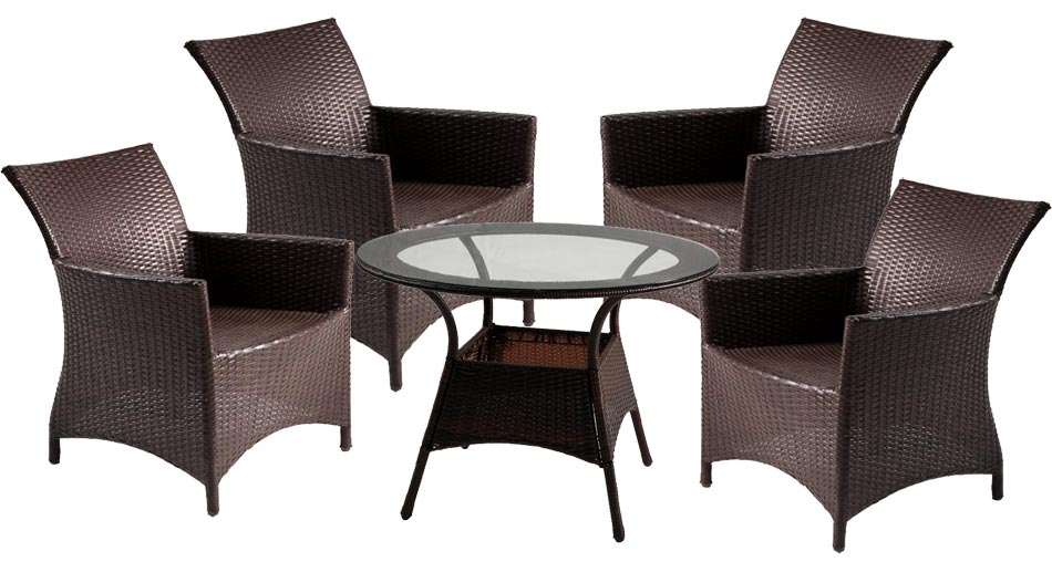 Klub Garnitura od Wicker Ratana Sande - 4 Fotelje i Sto