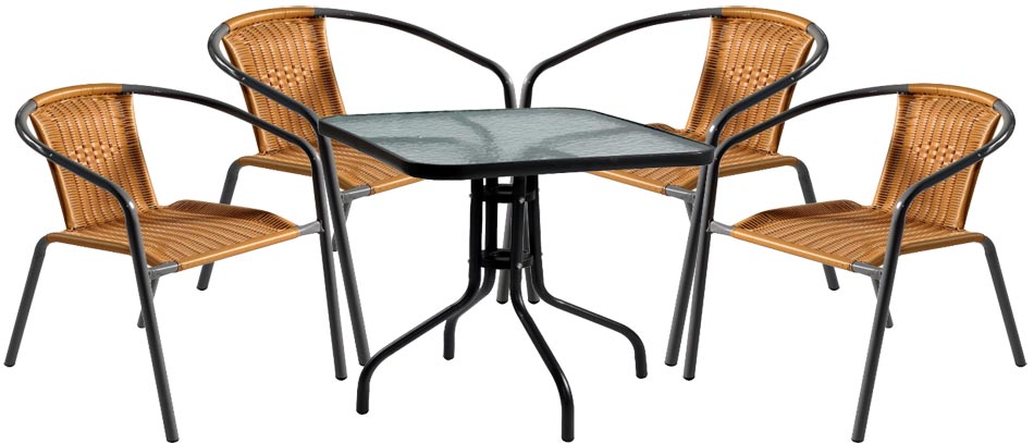Garnitura Za Dvorište i Terasu Hugo - 4 Stolice i Sto sa Staklom