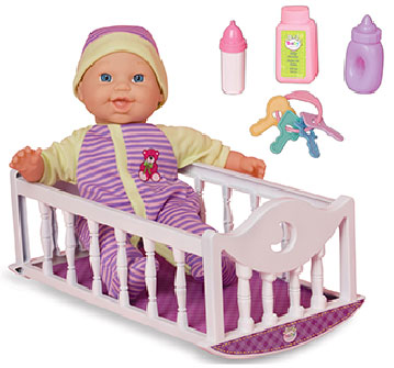 Baby Basics zvučna lutka sa kolevkom i dodacima 23624