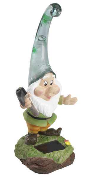 Solarna lampa -  fiberston patuljak sa plavom kapom