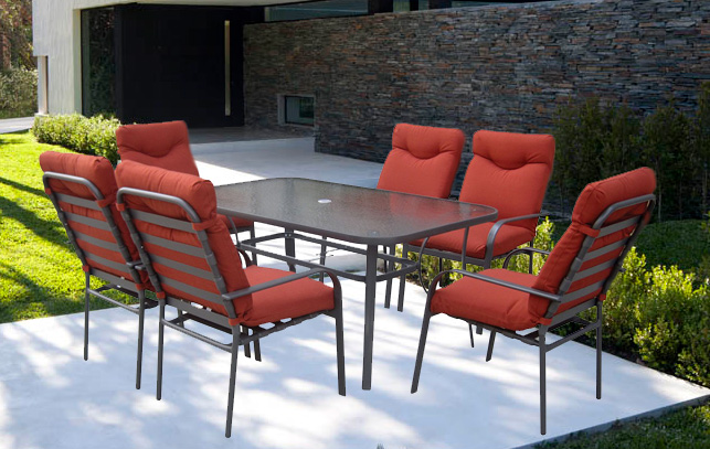 Velika Baštenska Garnitura Namur Bordo 6 Fotelja i Sto