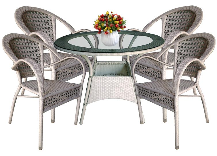 Wickwr Baštenska Garnitura Como - 4 Fotelje + Sto