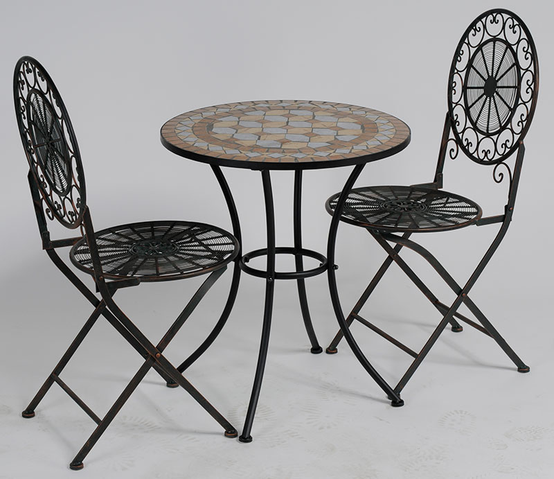 Garnitura Od Kovanog Gvožđa sa Mozaik Stolom Orient 2 - 2 Stolice + Sto - Image 1