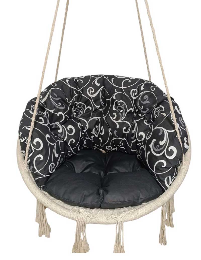 Dvobojni jastuci za makrame ljuljašku Black-Black ornament - Image 1