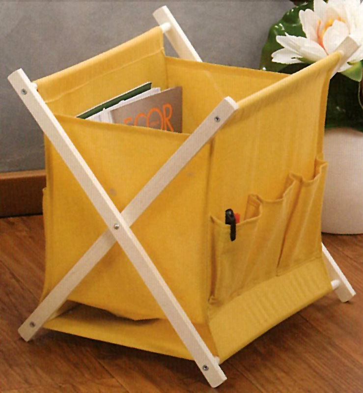 Stalak Za Novine Platno - Drvo - Žuti