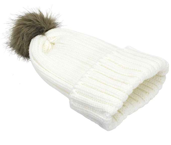 Ženska zimska kapa Fuzz prljavo bela