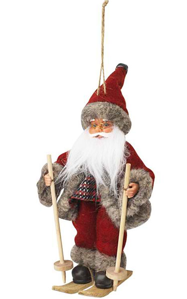 Novogodišnji ukras Deda Mraz na skijama V20cm - Image 1