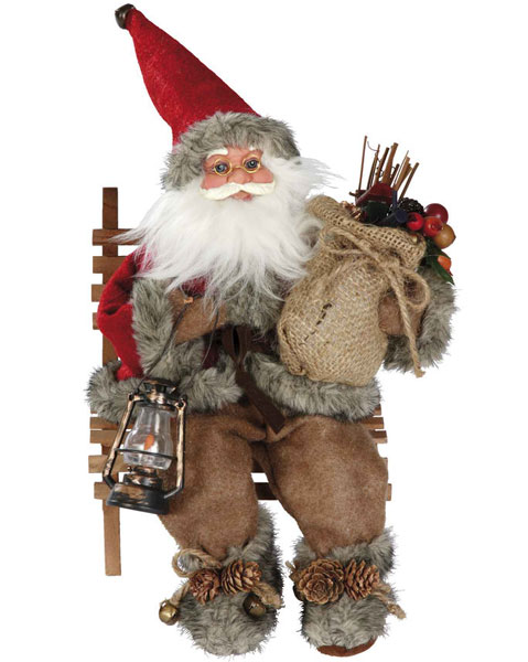 Novogodišnji ukras Deda Mraz na klupi V27cm