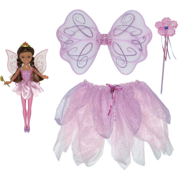 Lutka Sparkle Girlz i kostim Vile za devojčicu (suknjica, krila i štapić) 44-403 
