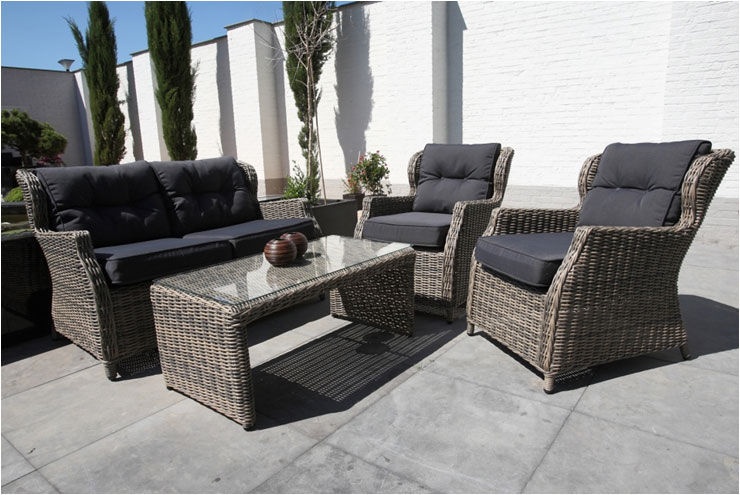 Ratan Garnitura Salerno II - 2 Fotelje, Dvosed i Sto sa staklom