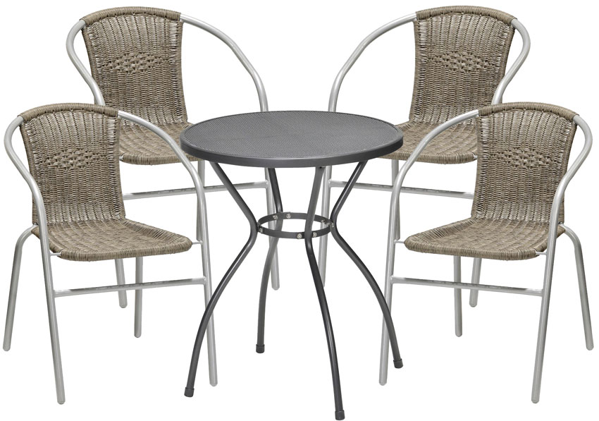 Garnitura od Ratana PE - 4 Stolice + Sto Flippa Light