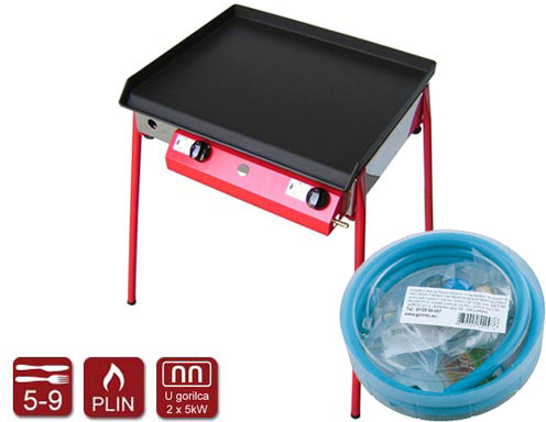 Plinski roštilj Gorenc Tradicija 51 Fe sa 2 gorionika, nogarima i priključnim setom - Image 1