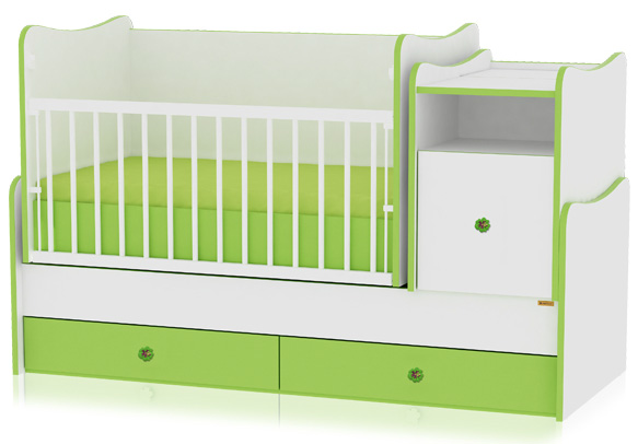 Lorelli Drveni krevetac za bebu Trend Plus White Green