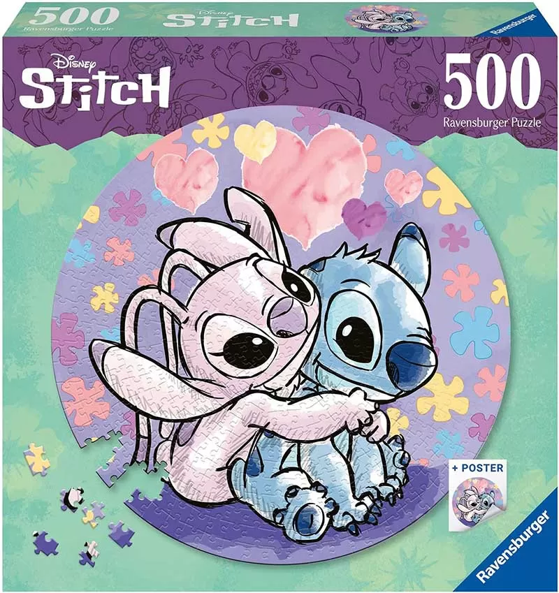 Puzzle 500 delova kružna Disney Stitch Ravensburger 17581