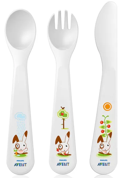 Avent Viljuška, kašika i nož za decu 18m+
