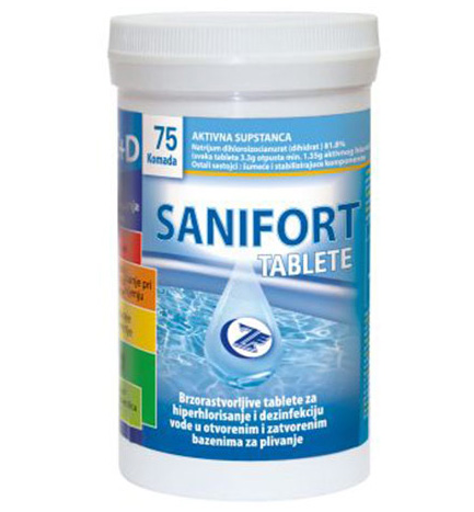 Hlor u tabletama 75 kom Sredstvo za dezinfekciju vode u bazenima Sanifort 15145
