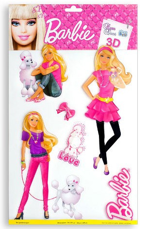Zidna dekoracija 3D Stiker Barbie 41x29cm 12SW01BR