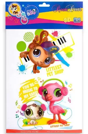 Zidna dekoracija 3D Stiker Littlest Pet Shop 41x29cm 12SW01LP2