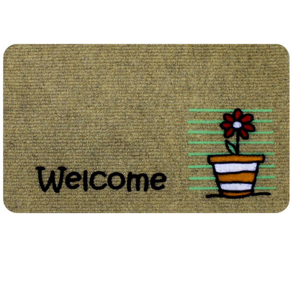 Otirač 40 x 60 Flock Četvrtasti krem Flower pot